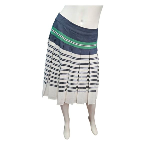 Lands End Pleated Striped Skirt Size 2 Preppy Croquet - Picture 2 of 8